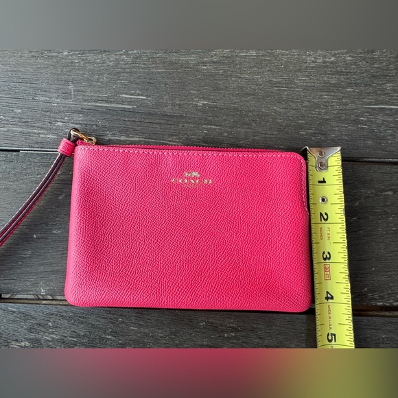 Coach Pink Leather Corner Zip Wristlet - Picture 3 of 5